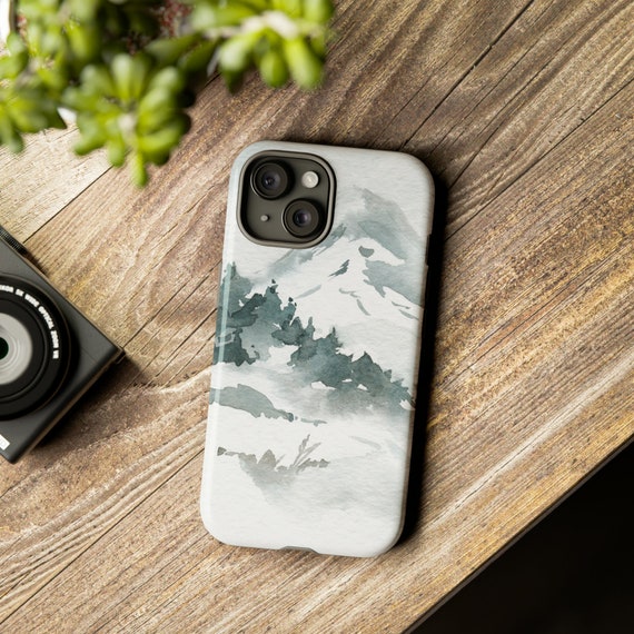 Phone Case design Watercolour Christmas scene with winter Forest Custom Phone Case Tough Cases Christmas Gift For Her Holiday Gift for him