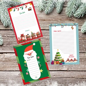 Tres Cartas de Papá Noel Descargables Plantilla Carta de Deseos para niños carta tradicional para niños Descarga Digital Carta de Navidad.