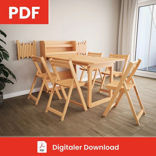 Bundle - folding chair and wall folding table | DIY construction instructions/construction plan