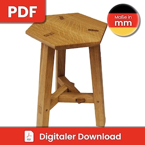 May include: A wooden hexagonal stool with a simple, rustic design. The stool has a natural wood finish and three legs that meet in the center. The legs are connected by a cross-shaped brace. The stool is made of solid wood and is sturdy and durable. The stool is perfect for adding a touch of rustic charm to any room.
