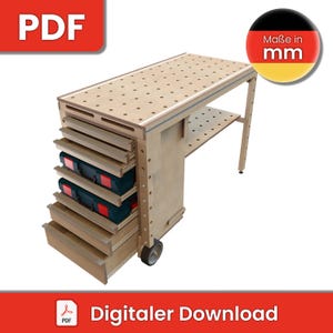 Werkzeugwagen mit Multifunktionstisch / 100 cm | DIY Bauanleitung / Bauplan
