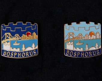 Broche en émail du Bosphore - Broche en émail fait main du Bosphore - Broche de voyage faite à la main - Souvenir en émail fait main du Bosphore