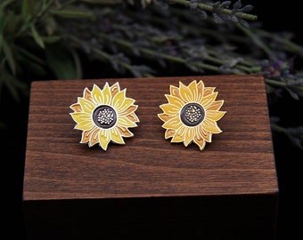 Handgemachte Gold Sonnenblume Emaille Pin - Sonnenblume Emaille Pin - Handgemachtes Geschenk - Harte Emaille Pin