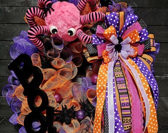 Halloween Wreath with Spiders