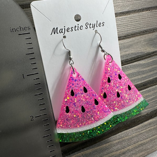 Watermelon Earrings | Watermelon Slice Dangle Earring | Fruit Earrings