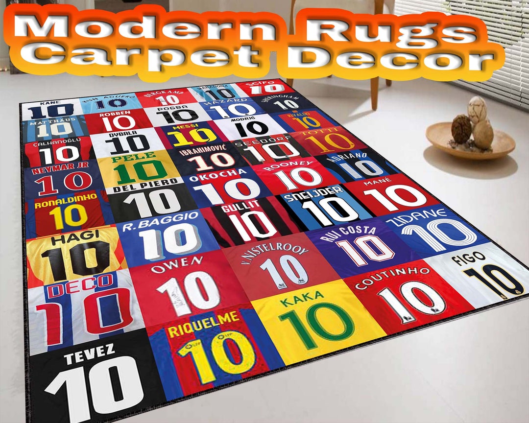 Football Rug Soccer Jerseys Rug, Soccer Player Numbers and Jerseys, Kids Room Decor, Kids Room