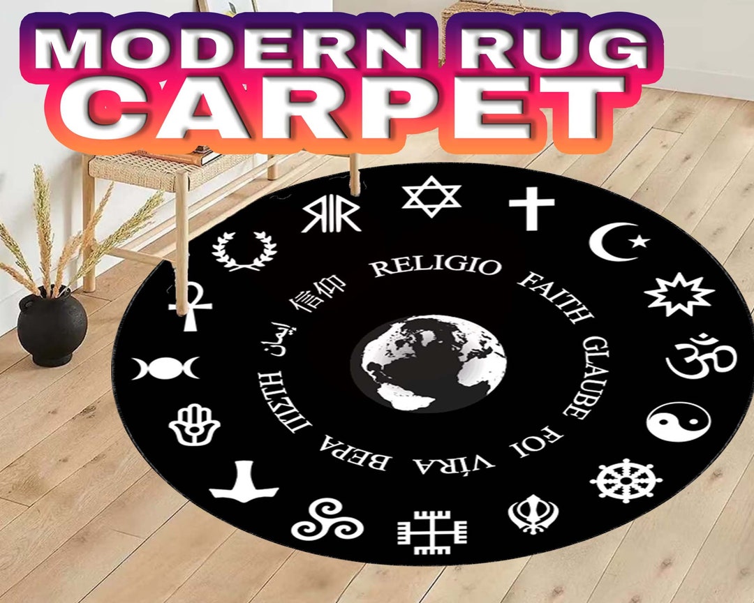 Modern Round Rug Black Circle Rug Abstract Doormat Rug Home Etsy