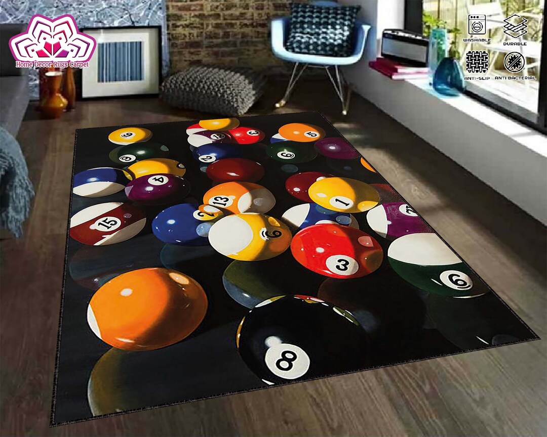 Billiards Rug, Game Rug, Salon Rug, Play Mat, Salon Decor, Billiards ...