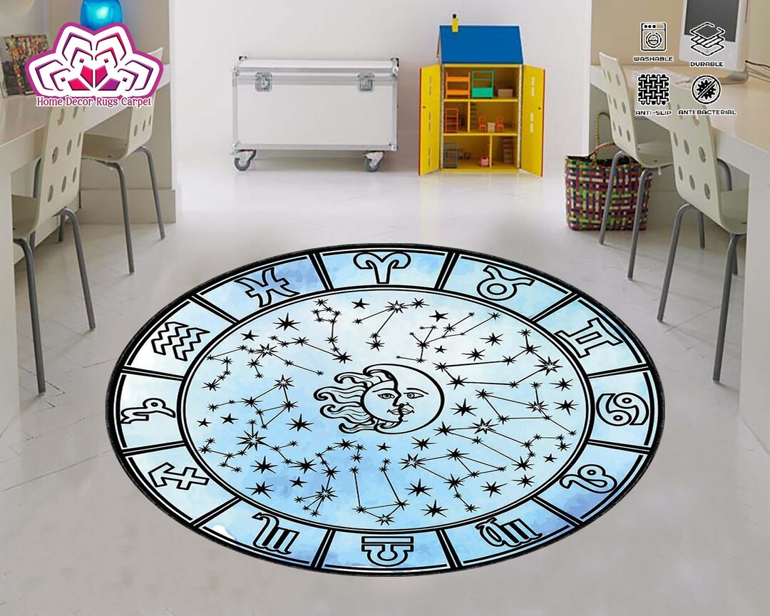 Round Rug Circle Rug Sign Rug Astrology Rug Zodiac Rug Etsy UK