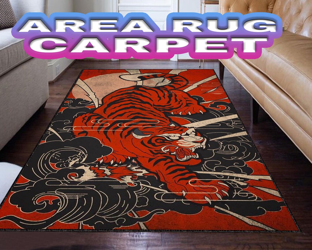 Bengal Tiger Rug, Tibetan Tiger Rug, Floor Rug, Indoor Rug, Faux Tiger Skin Rug, Eclectic Tiger