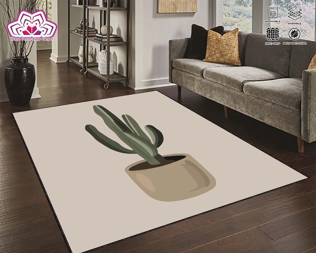 Cactus Rug Flowers Rug Plant Rug Salon Rug Living Room - Etsy