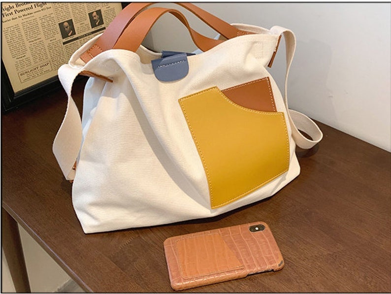 Small Hobo Bag Plaid Pattern Contrast Binding Design Denim Bag