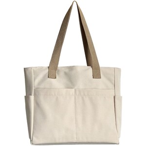 Japanese Style Commuter Thick Canvas Tote Bag With Zipper - Etsy