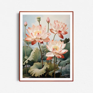 Instant Download | Printable Flower Design | Botanical Wall Art | AI-Created Art Print | Floral AI Design | Digital Art | Chinoiserie Art