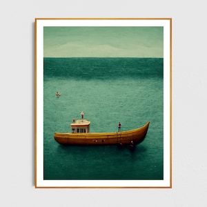 Life Aquatic | Downloadable art | Instant Download | AI Art | Wes Anderson Poster | Wes Anderson Style Print | Fishing Boat Print |