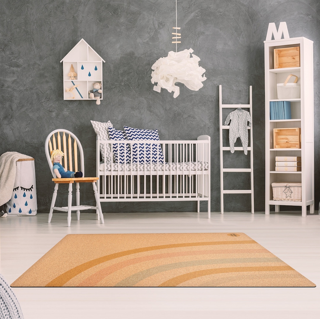 Natural Baby Cork Play Mat, Large Nursery and Playroom Rug, Ecofriendly, Antimicrobial