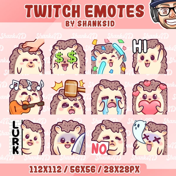 12x Twitch Emotes / Hedgehog #1