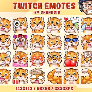 Tiger Emotes Pack, Animal Emotes, Twitch & Discord Set (PNG Files, Digital Download)