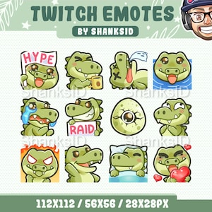 12x Twitch-emotes / krokodil / alligator