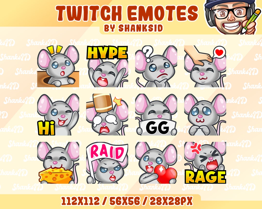 12x Twitch Emotes / Grey Mouse Etsy