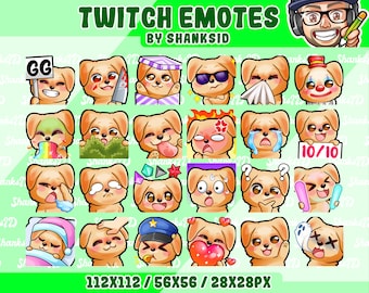 Golden Retriever Emotes Pack, Twitch & Discord Set (PNG Files, Digital Download)