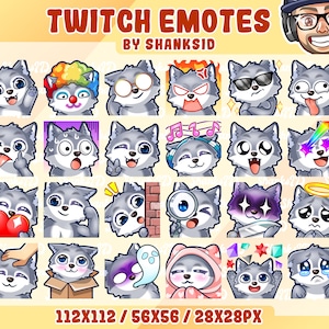 24x Twitch Emotes / Gray Wolf