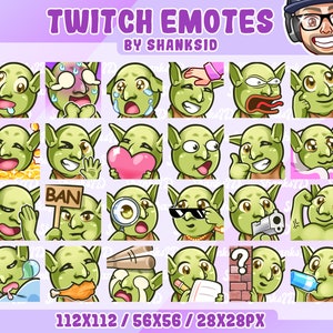24 Goblin / Troll Twitch Emotes Pack, Twitch- und Discord-Set, PNG-Dateien, Premium Emotes, für Tracking-Bedürfnisse