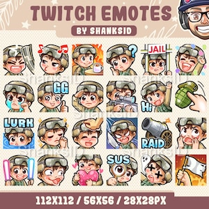 24x Twitch Emotes / Soldier / Army Soldier / Military