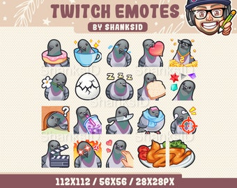 Pack de emoticonos de paloma para Twitch y Discord (archivos PNG, descarga digital)