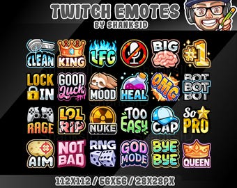 Twitch Text Emotes Pack, Streaming PNG Files (Digital Download)