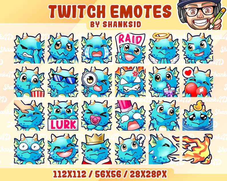 24x Twitch Emotes / Blue Dragon Etsy