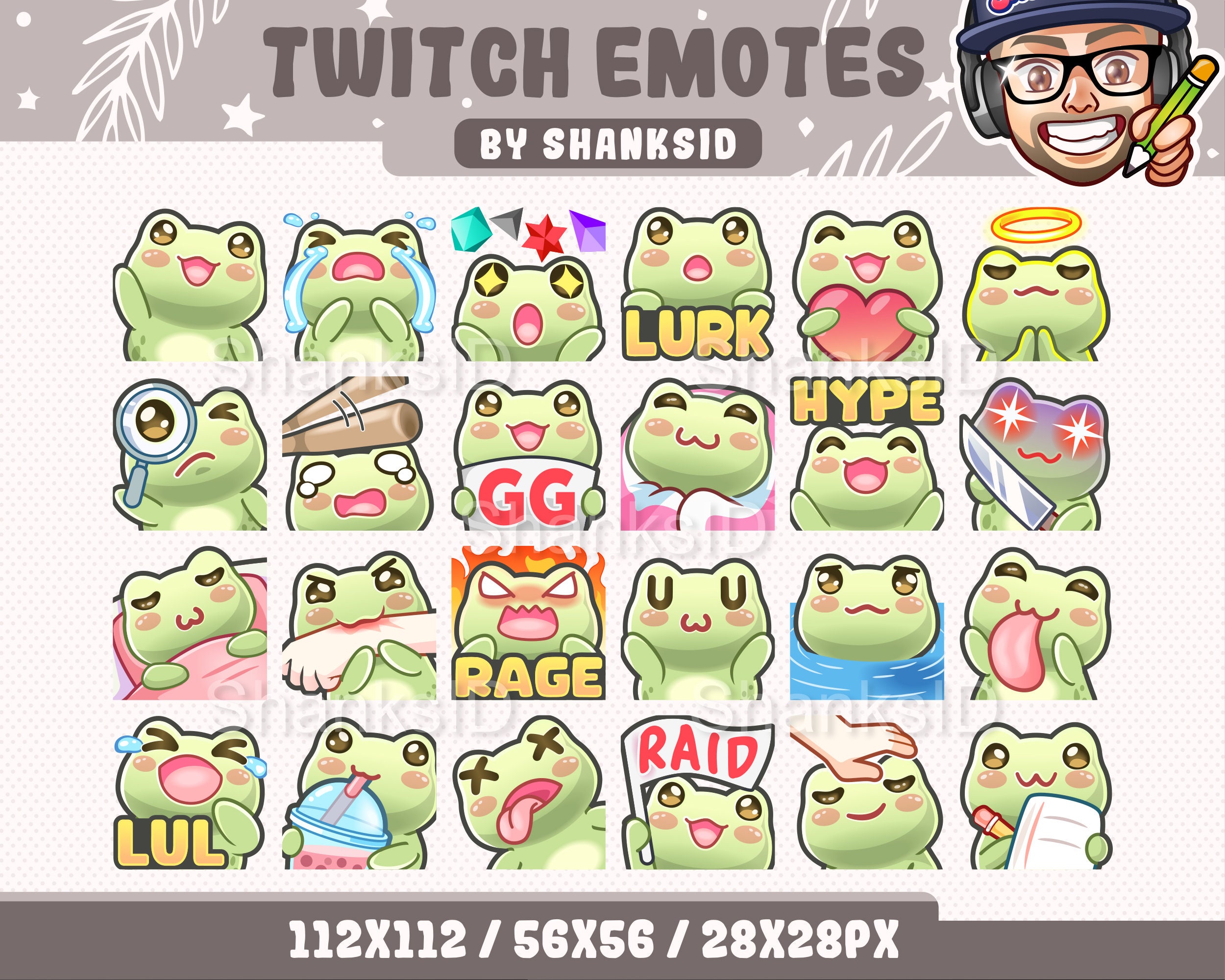 65 Pepega & Kermit Twitch Emotes Pack, Cute Frog Emotes, Pepe