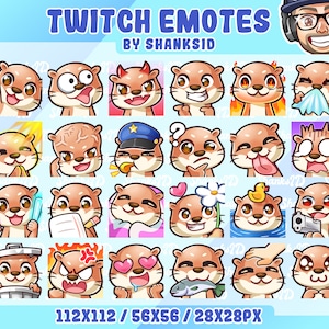 Otter / Beaver Emotes Pack, Twitch & Discord Set (PNG Files, Digital Download)