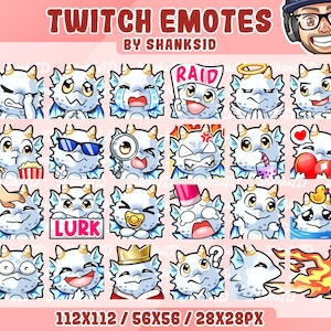 24x Twitch Emotes / Biały Smok