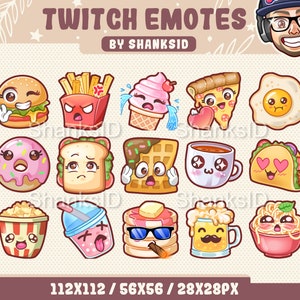 15x Twitch Emotes / Kawaii Food