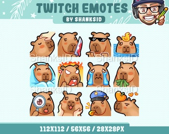 Capibara-emotespakket, Twitch & Discord-set (PNG-bestanden, digitale download)