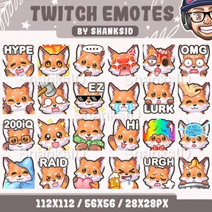 Fuchs Emotes Pack, Twitch & Discord Set (PNG-Dateien, digitaler Download)