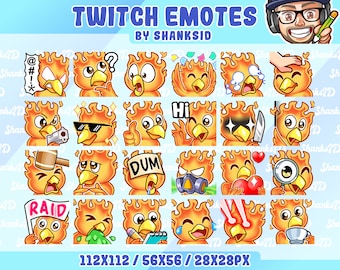 24 Phoenix Emotes Pack, Twitch and Discord Set, PNG Files, Premium Emotes, Instant Download, For Streaming Needs