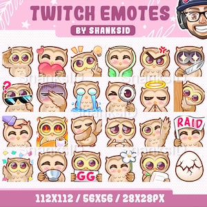 24 émotes Twitch / Hibou brun