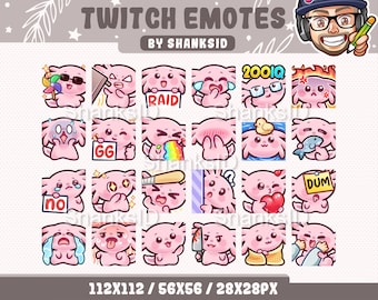 Axolotl Emotes Pack, Twitch & Discord Set (PNG Files, Digital Download)