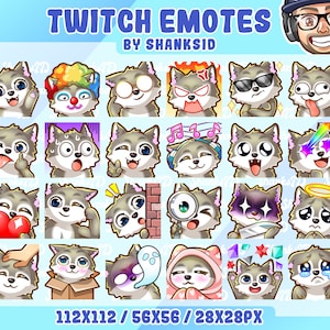 24 Wolf Emotes Pack, Twitch and Discord Set, PNG Files, Premium Emotes, For Streaming Needs