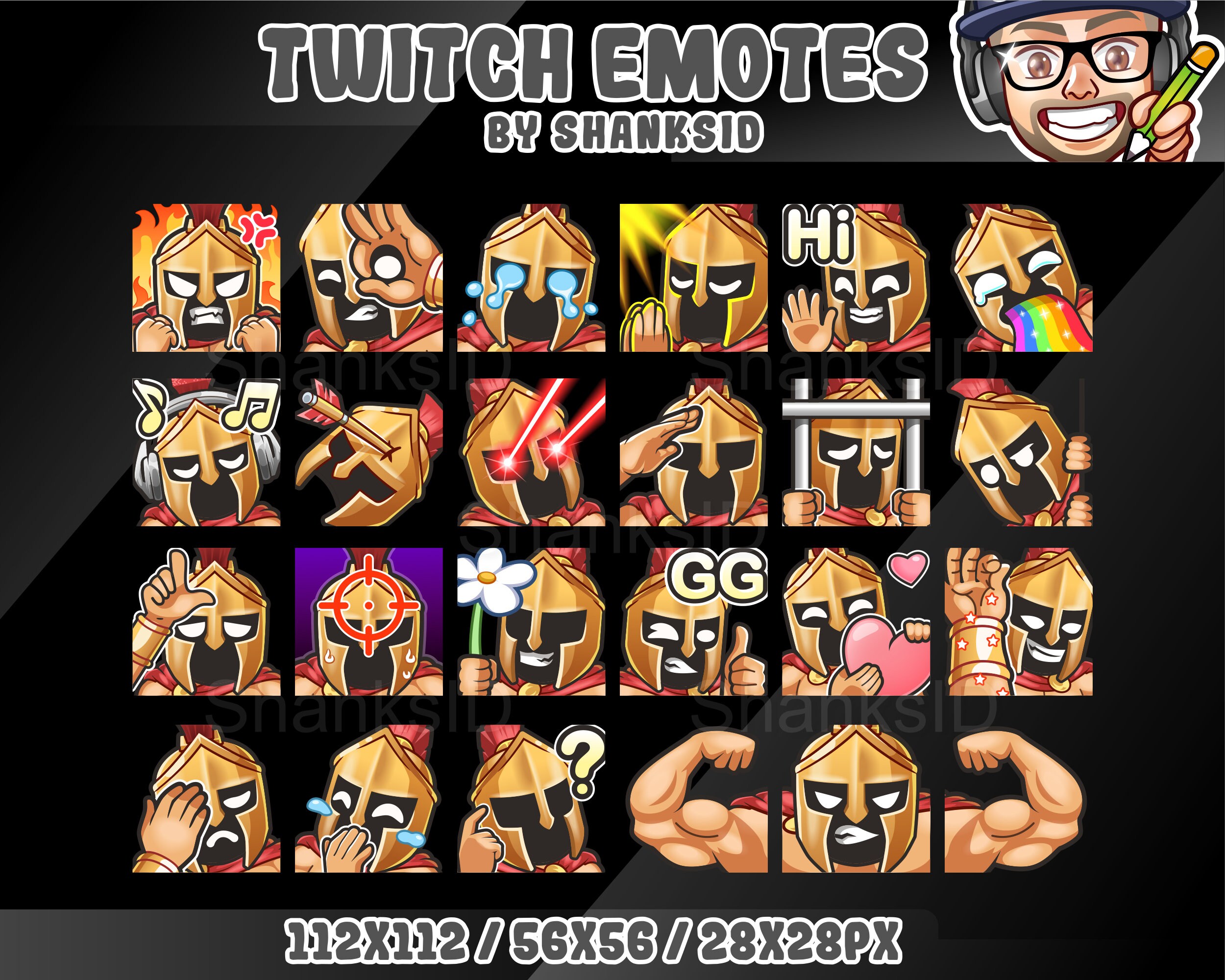 24 Sparta Twitch Emotes Pack, Twitch and Discord Set, High Quality ...