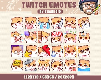 Hamster Emotes Pack, Twitch & Discord Set, For Streaming Needs (PNG Files, Digital Download)