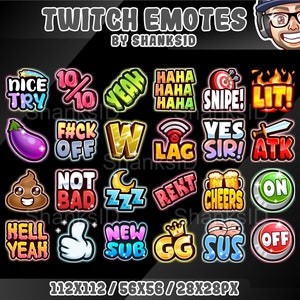 24x Twitch Emotes #2 / Text Emotes Pack