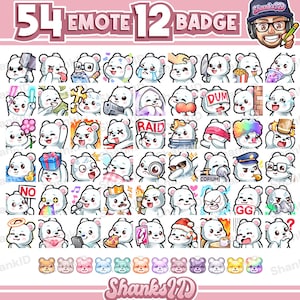 Paquete de emoticonos de oso blanco/oso polar + insignias de suscripción (Twitch/Discord)