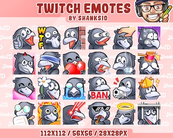 Crow / Raven Emotes Pack, Twitch & Discord Set (PNG Files, Digital Download)