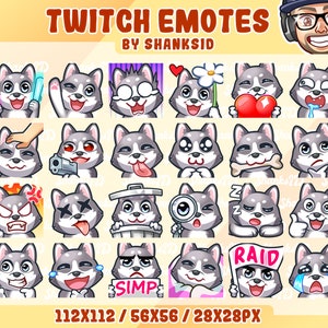 24 Husky Emotes Pack, Twitch and Discord Set, Animals Emote, PNG Files, Premium Emotes, For Streaming Needs