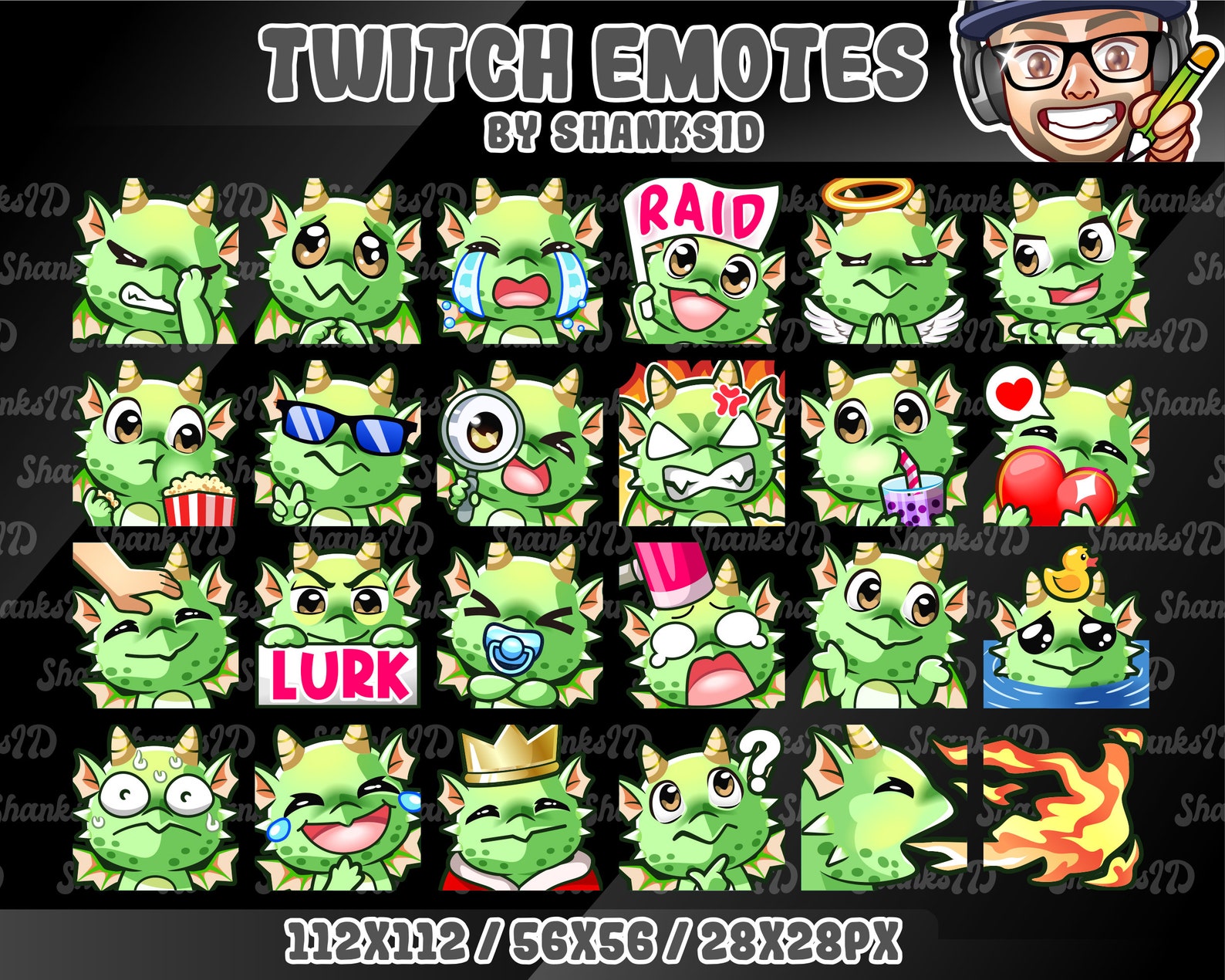 24x Twitch Emotes / Green Dragon Etsy