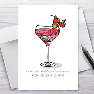 d'anniversaire Gin Ne Sais Quoi | Carte de voeux d'anniversaire gin tonic | Pour papa, papa, maman, maman, ami, amis, tante, oncle