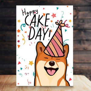 Japanese Shiba Inu cute cake Birthday Card